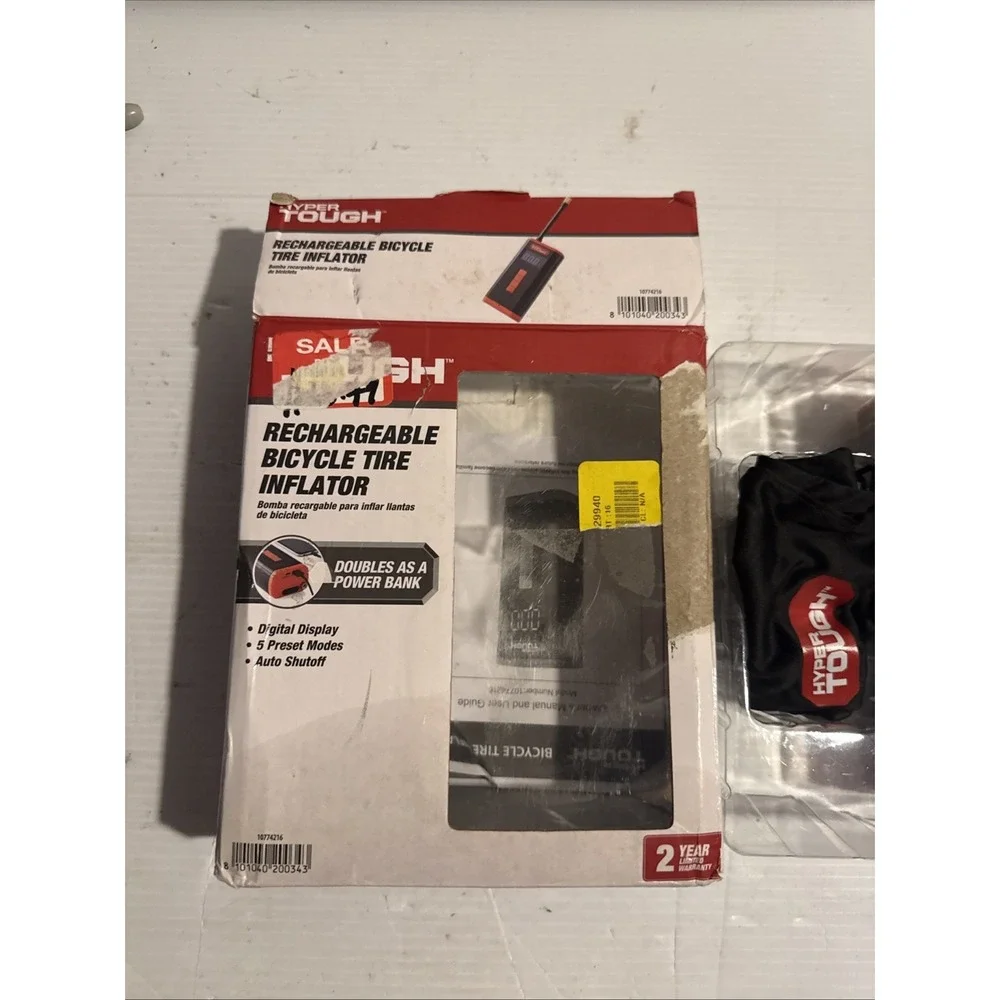 HYPER Tough 10774216 Rechargeable Bicycle Tire Inflator New Open Box